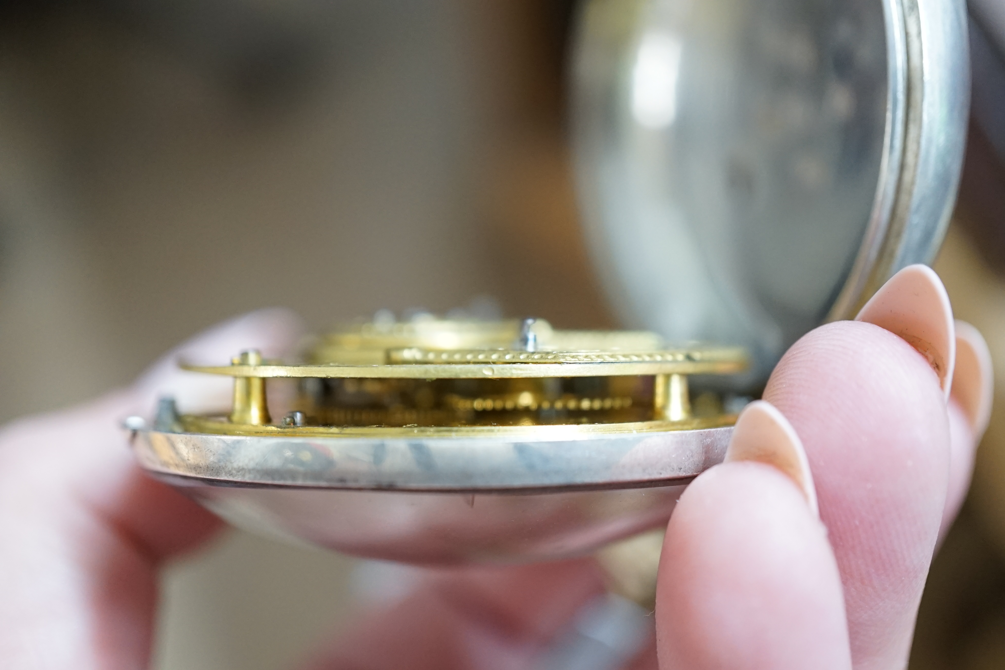 A George III engine turned silver pair cased keywind chronometer pocket watch by Mudge & Dutton